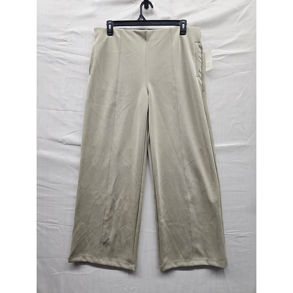 A New Day Womens Wide Leg‎ Pants Green Poly Blend Relaxed Size XL